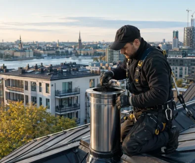Sotare på tak i Storstockholm som genomför brandskyddskontroll 2026