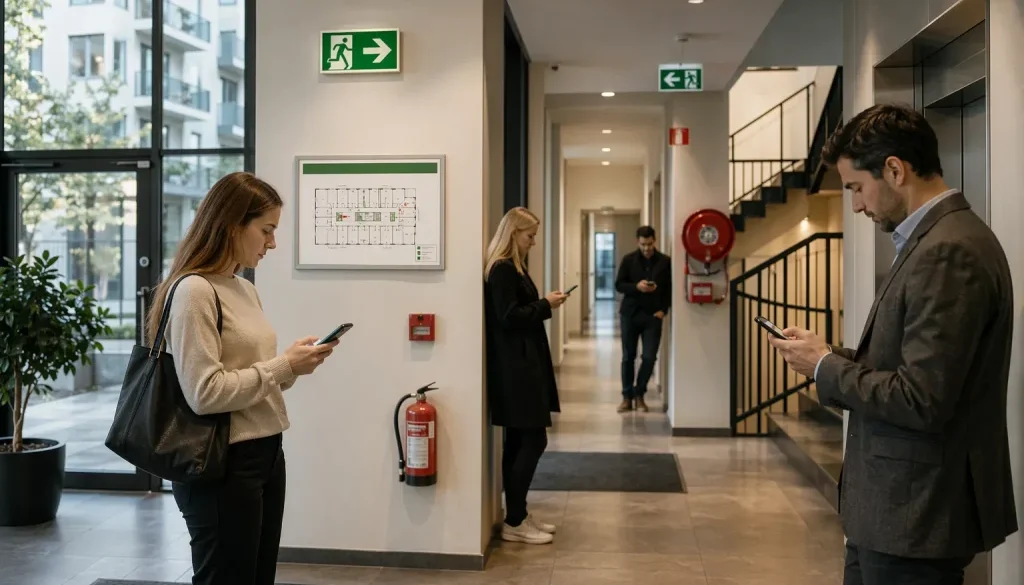 Smarttelefon visar SE-Alert i en svensk fastighet