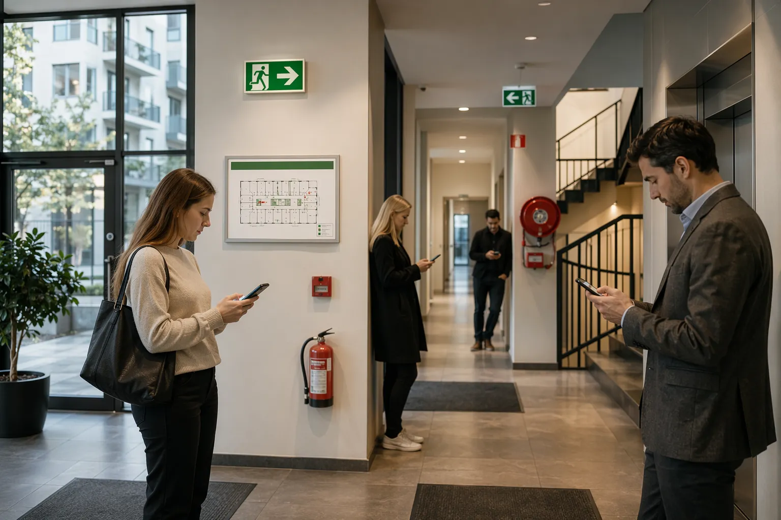 Smarttelefon visar SE-Alert i en svensk fastighet